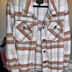 Orange, white and brown Plaid Shacket Flannel